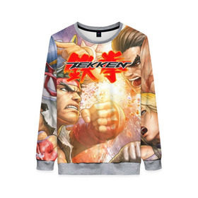 Женский свитшот 3D с принтом Tekken в городе Новоалтайск, 100% полиэстер с мягким внутренним слоем | круглый вырез горловины, мягкая резинка на манжетах и поясе, свободная посадка по фигуре | arcade | battle | combo | damage | evolution | game | jin | knee | ranked | the mixup lyon | tournament | twt | uppercut | vs | железный | кулак | манга | файтинг