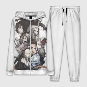 Женский костюм 3D с принтом Kimetsu no Yaiba на сером в городе Новоалтайск,  |  | blade | blade of demon | demon | demon slayer | kimetsu | kimetsu no yaiba | slayer | yaiba | клинок | клинок рассекающий демонов | рассекающий демонов