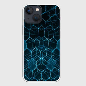 Чехол для iPhone 13 mini с принтом НЕОНОВАЯ БРОНЯ в городе Новоалтайск,  |  | abstraction | cyber | cyberpunk | future | geometry | hexagon | techno | texture | абстракция | броня | геометрия | кибер | краски | неон | неоновый | сетка | соты | стальная броня | текстура | шестигранники