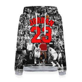 Женская толстовка 3D с принтом MICHAEL JORDAN в городе Новоалтайск, 100% полиэстер  | двухслойный капюшон со шнурком для регулировки, мягкие манжеты на рукавах и по низу толстовки, спереди карман-кенгуру с мягким внутренним слоем. | 23 | bulls | chicago bulls | jordan | logo | michael jordan | nba | paris saint germain | psg | red | sport | быки | джордан | лого | майкл джордан | псг | спорт | чигаго буллс