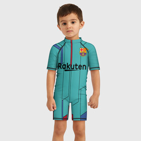 Детский купальный костюм 3D с принтом Messi away 19 20 в городе Новоалтайск, Полиэстер 85%, Спандекс 15% | застежка на молнии на спине | barcelona | champions | laliga | league | lionel | messi | spain | барселона | испания | лига | лионель | месси | чемпионов