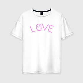 Женская футболка хлопок Oversize с принтом LIL PEEP LOVE в городе Новоалтайск, 100% хлопок | свободный крой, круглый ворот, спущенный рукав, длина до линии бедер
 | lil peep | lil prince | logo | music | pink | rap | зарубежная музыка | зарубежные | лил пип | лого | маленький принц | музыка | реп | розовый