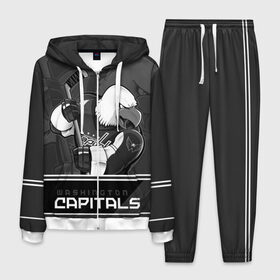Мужской костюм 3D с принтом Washington Capitals в городе Новоалтайск, 100% полиэстер | Манжеты и пояс оформлены тканевой резинкой, двухслойный капюшон со шнурком для регулировки, карманы спереди | capitals | hokkey | nhl | ovechkin | washington | александр | вашингтон | кэпиталз | кэпиталс | овечкин | хоккеист | хоккей
