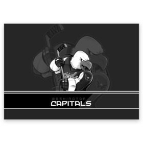 Поздравительная открытка с принтом Washington Capitals в городе Новоалтайск, 100% бумага | плотность бумаги 280 г/м2, матовая, на обратной стороне линовка и место для марки
 | Тематика изображения на принте: capitals | hokkey | nhl | ovechkin | washington | александр | вашингтон | кэпиталз | кэпиталс | овечкин | хоккеист | хоккей