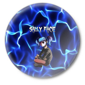 Значок с принтом SALLY FACE в городе Новоалтайск,  металл | круглая форма, металлическая застежка в виде булавки | blue | diane | face | fisher | gizmo | henry | johnson | killer | larry | sally | генри | гизмо | джонсон | диана | ларри | лицо | парень в маске | салли | фейс | фишер