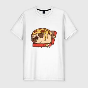 Мужская футболка премиум с принтом Pizza Dog в городе Новоалтайск, 92% хлопок, 8% лайкра | приталенный силуэт, круглый вырез ворота, длина до линии бедра, короткий рукав | amimals | cook | dog | doggy | food | pizza | woof | боксер | бульдог | бультерьер | волк | гав | доберман | дог | долматинец | друг | еда | животные | йорк | кок | мопс | овчарка | пёс | песик | питомец | пицца | повар | пудель