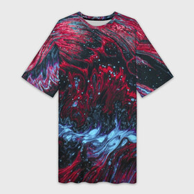 Платье-футболка 3D с принтом Всплеск Красного в городе Новоалтайск,  |  | abstraction | neon | red devil | storm | trend | water | абстракция | буря | весна | вода | всплеск | зима | краска | краски | красный | лето | мода | неон | неоновые цвета | осень | природа | сила | стиль | тренды | шторм | яркие