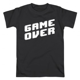 Мужская футболка хлопок с принтом Game Over в городе Новоалтайск, 100% хлопок | прямой крой, круглый вырез горловины, длина до линии бедер, слегка спущенное плечо. | game | pixels | retro | игра | игра окончена | игры | пиксели | пиксель | ретро