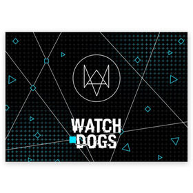 Поздравительная открытка с принтом РЮКЗАК WATCH DOGS в городе Новоалтайск, 100% бумага | плотность бумаги 280 г/м2, матовая, на обратной стороне линовка и место для марки
 | action | ct os | ded sec | fox | gamer | glitch | hacker | player | watch dogs | watch dogs 2 | глитч | знак лиса | игра | компьютерная игра | хакер