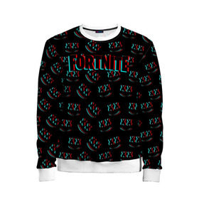 Детский свитшот 3D с принтом FORTNITE x MARSHMELLO в городе Новоалтайск, 100% полиэстер | свободная посадка, прямой крой, мягкая тканевая резинка на рукавах и понизу свитшота | dj | fortnite | glitch | marshmello | usa | америка | глитч | клубная музыка | маршмелло | музыка | музыкант | фортнайт