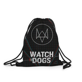 Рюкзак-мешок 3D с принтом WATCH DOGS в городе Новоалтайск, 100% полиэстер | плотность ткани — 200 г/м2, размер — 35 х 45 см; лямки — толстые шнурки, застежка на шнуровке, без карманов и подкладки | action | ct os | ded sec | fox | gamer | glitch | hacker | player | watch dogs | watch dogs 2 | глитч | знак лиса | игра | компьютерная игра | хакер