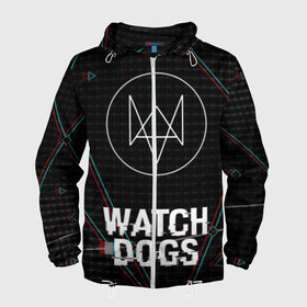 Мужская ветровка 3D с принтом WATCH DOGS в городе Новоалтайск, 100% полиэстер | подол и капюшон оформлены резинкой с фиксаторами, два кармана без застежек по бокам, один потайной карман на груди | action | ct os | ded sec | fox | gamer | glitch | hacker | player | watch dogs | watch dogs 2 | глитч | знак лиса | игра | компьютерная игра | хакер