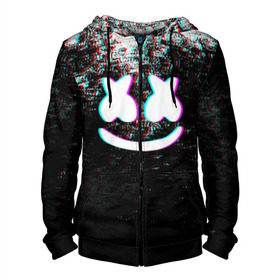 Мужская толстовка 3D на молнии с принтом MARSHMELLO GLITCH в городе Новоалтайск, 100% полиэстер | длина до линии бедра, манжеты и пояс оформлены мягкой тканевой резинкой, двухслойный капюшон со шнурком для регулировки, спереди молния, по бокам два кармана | dj | glitch | marshmello | usa | америка | глитч | клубная музыка | маршмелло | музыка | музыкант