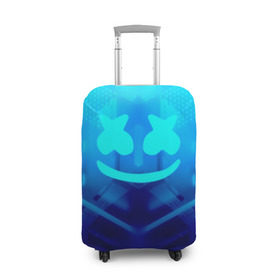 Чехол для чемодана 3D с принтом MARSHMELLO NEON в городе Новоалтайск, 86% полиэфир, 14% спандекс | двустороннее нанесение принта, прорези для ручек и колес | dj | glitch | marshmello | neon | techno | usa | абстракция | америка | глитч | клубная музыка | маршмелло | музыка | музыкант | неон | техно