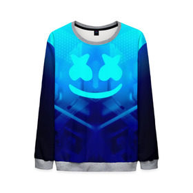 Мужской свитшот 3D с принтом MARSHMELLO NEON в городе Новоалтайск, 100% полиэстер с мягким внутренним слоем | круглый вырез горловины, мягкая резинка на манжетах и поясе, свободная посадка по фигуре | Тематика изображения на принте: dj | glitch | marshmello | neon | techno | usa | абстракция | америка | глитч | клубная музыка | маршмелло | музыка | музыкант | неон | техно