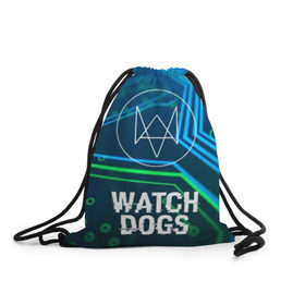 Рюкзак-мешок 3D с принтом WATCH DOGS в городе Новоалтайск, 100% полиэстер | плотность ткани — 200 г/м2, размер — 35 х 45 см; лямки — толстые шнурки, застежка на шнуровке, без карманов и подкладки | action | ct os | ded sec | fox | gamer | glitch | hacker | player | watch dogs | watch dogs 2 | глитч | знак лиса | игра | компьютерная игра | хакер