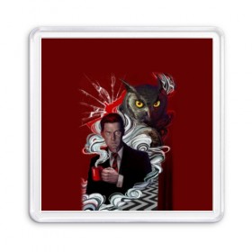 Магнит 55*55 с принтом Twin Peaks в городе Новоалтайск, Пластик | Размер: 65*65 мм; Размер печати: 55*55 мм | Тематика изображения на принте: twin peaks | агент купер | девид линч | дейл | лора палмер | огонь иди за мной | одри хорн | совы не то чем кажутся | твин пикс