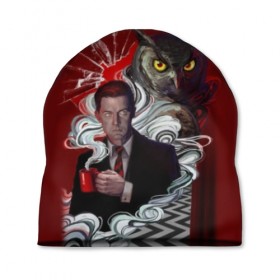 Шапка 3D с принтом Twin Peaks в городе Новоалтайск, 100% полиэстер | универсальный размер, печать по всей поверхности изделия | Тематика изображения на принте: twin peaks | агент купер | девид линч | дейл | лора палмер | огонь иди за мной | одри хорн | совы не то чем кажутся | твин пикс