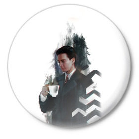 Значок с принтом Twin Peaks в городе Новоалтайск,  металл | круглая форма, металлическая застежка в виде булавки | twin peaks | агент купер | девид линч | дейл | лора палмер | огонь иди за мной | одри хорн | совы не то чем кажутся | твин пикс