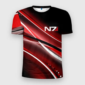 Мужская футболка 3D спортивная с принтом MASS EFFECT в городе Новоалтайск, 100% полиэстер с улучшенными характеристиками | приталенный силуэт, круглая горловина, широкие плечи, сужается к линии бедра | n7 | броня | костюм | масс эффект | н7 | стальная броня | шепард