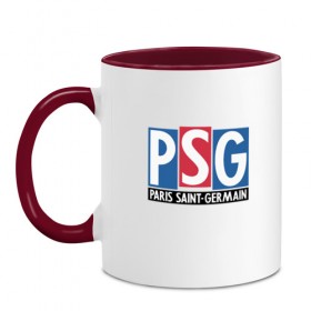 Кружка двухцветная с принтом PSG в городе Новоалтайск, керамика | объем — 330 мл, диаметр — 80 мм. Цветная ручка и кайма сверху, в некоторых цветах — вся внутренняя часть | football | france | griezmann | mbappe | psg | варан | гол | гризманн | дембеле | дешам | жиру | игрок | канте | мбаппе | мяч | павар | пари сен жермен | погба | псж | сборная | спорт | тренер | фекир | франция | футбол