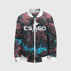 Детский бомбер 3D с принтом CS GO HYPER BEAST в городе Новоалтайск, 100% полиэстер | застегивается на молнию, по бокам два кармана без застежек, мягкие манжеты, по низу бомбера и на воротнике — эластичная резинка | Тематика изображения на принте: action | astralis | awp | counter strike | cs go | cs go global offensive | cybersport | faze clan | game | gamer | hyper beast | shooter | skin | team liquid | киберспорт | оружие | скины