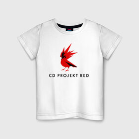 Детская футболка хлопок с принтом CD RPOJECT RED в городе Новоалтайск, 100% хлопок | круглый вырез горловины, полуприлегающий силуэт, длина до линии бедер | Тематика изображения на принте: 2019 | cd project red | cyberpunk 2077 | future | hack | night city | samurai | sci fi | андроиды | безумие | будущее | киберпанк 2077 | логотип | роботы | самураи | фантастика | цифры