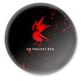 Значок с принтом CD RPOJECT RED в городе Новоалтайск,  металл | круглая форма, металлическая застежка в виде булавки | 2019 | cd project red | cyberpunk 2077 | future | hack | night city | samurai | sci fi | андроиды | безумие | будущее | киберпанк 2077 | логотип | роботы | самураи | фантастика | цифры