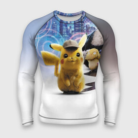 Мужской рашгард 3D с принтом Detective Pikachu (НА СПИНЕ) в городе Новоалтайск,  |  | detective pikachu | pikachu | pokemon | детектив пикачу | пика | покемон