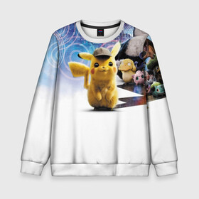Детский свитшот 3D с принтом Detective Pikachu (НА СПИНЕ) в городе Новоалтайск, 100% полиэстер | свободная посадка, прямой крой, мягкая тканевая резинка на рукавах и понизу свитшота | detective pikachu | pikachu | pokemon | детектив пикачу | пика | покемон