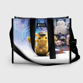 Сумка-шоппер 3D с принтом Detective Pikachu (НА СПИНЕ) в городе Новоалтайск, 100% полиэстер | застегивается на металлическую кнопку; внутренний карман застегивается на молнию. Стенки укреплены специальным мягким материалом, чтобы защитить содержимое от несильных ударов
 | detective pikachu | pikachu | pokemon | детектив пикачу | пика | покемон