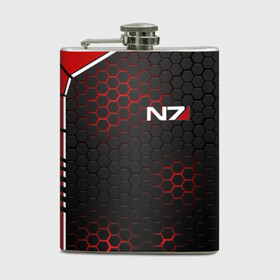 Фляга с принтом MASS EFFECT N7 | СТАЛЬНАЯ БРОНЯ в городе Новоалтайск, металлический корпус | емкость 0,22 л, размер 125 х 94 мм. Виниловая наклейка запечатывается полностью | Тематика изображения на принте: n7 | texture | броня | костюм | масс эффект | н7 | соты | стальная броня | стальные соты | текстура | шепард