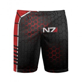Мужские шорты 3D спортивные с принтом MASS EFFECT N7 в городе Новоалтайск,  |  | n7 | texture | броня | костюм | масс эффект | н7 | соты | стальная броня | стальные соты | текстура | шепард