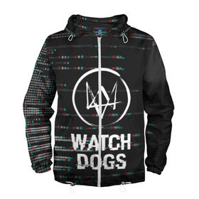 Мужская ветровка 3D с принтом WATCH DOGS в городе Новоалтайск, 100% полиэстер | подол и капюшон оформлены резинкой с фиксаторами, два кармана без застежек по бокам, один потайной карман на груди | action | ct os | ded sec | fox | game | gamer | glitch | hacker | player | watch dogs | watch dogs 2 | глитч | знак лиса | игра | компьютерная игра | маркус | хакер