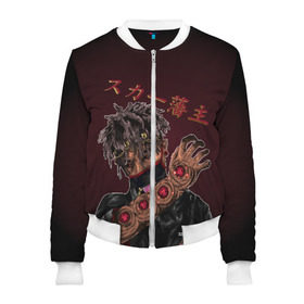 Женский бомбер 3D с принтом Scarlxrd в городе Новоалтайск, 100% полиэстер | застегивается на молнию, по бокам два кармана без застежек, мягкие манжеты, по низу бомбера и на воротнике — эластичная резинка | cкриминг | heart attack | hip hap | rap | scarlxrd | scream | trap | иероглифы | лодр | метал | музыка | репер | скар | скарлорд | скрим | трэп | хип хоп | японский | スカー藩主