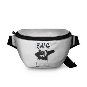 Поясная сумка 3D с принтом Swag Panda в городе Новоалтайск, 100% полиэстер | плотная ткань, ремень с регулируемой длиной, внутри несколько карманов для мелочей, основное отделение и карман с обратной стороны сумки застегиваются на молнию | animal | art | authority | bear | dab | drawing | gesture | graphics | indisputable | panda | swag | wild | авторитет | графика | даб | дикий | жест | животное | искусство | медведь | непререкаемый | панда | рисунок | свэг