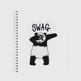 Тетрадь с принтом Swag Panda в городе Новоалтайск, 100% бумага | 48 листов, плотность листов — 60 г/м2, плотность картонной обложки — 250 г/м2. Листы скреплены сбоку удобной пружинной спиралью. Уголки страниц и обложки скругленные. Цвет линий — светло-серый
 | animal | art | authority | bear | dab | drawing | gesture | graphics | indisputable | panda | swag | wild | авторитет | графика | даб | дикий | жест | животное | искусство | медведь | непререкаемый | панда | рисунок | свэг