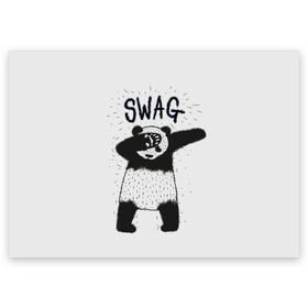 Поздравительная открытка с принтом Swag Panda в городе Новоалтайск, 100% бумага | плотность бумаги 280 г/м2, матовая, на обратной стороне линовка и место для марки
 | animal | art | authority | bear | dab | drawing | gesture | graphics | indisputable | panda | swag | wild | авторитет | графика | даб | дикий | жест | животное | искусство | медведь | непререкаемый | панда | рисунок | свэг