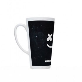 Кружка Латте с принтом Marshmello Cosmos в городе Новоалтайск, Белая керамика | Объем 480 мл; Высота 150 мм; Диаметр 90 мм | dj | marshmello | usa | америка | клубная музыка | мармело | маршмелло | маршмеллоу | музыка | музыкант