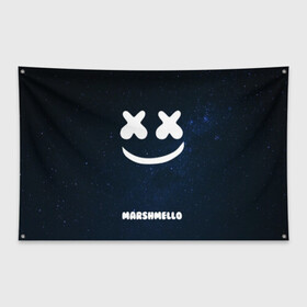 Флаг-баннер с принтом Marshmello Cosmos в городе Новоалтайск, 100% полиэстер | размер 67 х 109 см, плотность ткани — 95 г/м2; по краям флага есть четыре люверса для крепления | dj | marshmello | usa | америка | клубная музыка | космос | мармело | маршмелло | маршмеллоу | музыка | музыкант | небо