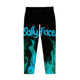 Детские леггинсы 3D с принтом SALLY FACE FIRE в городе Новоалтайск, полиэстер 85%, спандекс 15% | эластичный пояс, зауженный крой | face | fire | game | horror | larry | sally | sally face | sanity s fall | игра | ларри | мальчик с протезом | огонь | салли | салли фейс | ужасы