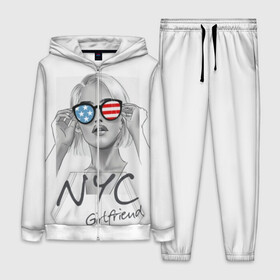 Женский костюм 3D с принтом NYC girlfriend в городе Новоалтайск,  |  | beautiful | blonde | city | flag | girl | girlfriend | new york | reflection | stars | stripes | usa | блондинка | город | девушка | звезды | красивая | нью йорк | отражение | очки | подруга | полосы | сша | флаг