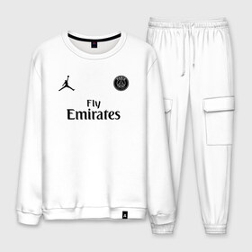 Мужской костюм хлопок с принтом NEYMAR JR PSG&JORDAN в городе Новоалтайск, 100% хлопок | на свитшоте круглая горловина, мягкая резинка по низу. Брюки заужены к низу, на них два вида карманов: два “обычных” по бокам и два объемных, с клапанами, расположенные ниже линии бедра. Брюки с мягкой трикотажной резинкой на поясе и по низу штанин. В поясе для дополнительного комфорта — широкие завязки | Тематика изображения на принте: jordan | neymar | neymar jr | psg | джордан | неймар | псж