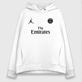 Женское худи Oversize хлопок с принтом NEYMAR JR PSG&JORDAN в городе Новоалтайск, френч-терри — 70% хлопок, 30% полиэстер. Мягкий теплый начес внутри —100% хлопок | боковые карманы, эластичные манжеты и нижняя кромка, капюшон на магнитной кнопке | Тематика изображения на принте: jordan | neymar | neymar jr | psg | джордан | неймар | псж