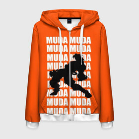Мужская толстовка 3D на молнии с принтом MUDA MUDA в городе Новоалтайск, 100% полиэстер | длина до линии бедра, манжеты и пояс оформлены мягкой тканевой резинкой, двухслойный капюшон со шнурком для регулировки, спереди молния, по бокам два кармана | anime | aureo | jojo | jojos | jojos bizarre adventure | vento | боевик | джоджо | иероглиф | манга | приключения | стиль | ужасы | фэнтези | япония