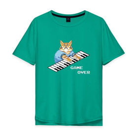 Мужская футболка хлопок Oversize с принтом IT CROWD 8 bit cat в городе Новоалтайск, 100% хлопок | свободный крой, круглый ворот, “спинка” длиннее передней части | Тематика изображения на принте: 8 bit cat | 8 бит кот | cat | game | game over | it crowd | old gamer | компьютерщики | котики | котэ | майка роя