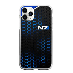 Чехол для iPhone 11 Pro Max матовый с принтом MASS EFFECT N7 в городе Новоалтайск, Силикон |  | Тематика изображения на принте: blue | n7 | neon | броня | костюм | масс эффект | н7 | неон | синий | соты | стальная броня | стальные соты | шепард