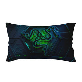 Подушка 3D антистресс с принтом RAZER в городе Новоалтайск, наволочка — 100% полиэстер, наполнитель — вспененный полистирол | состоит из подушки и наволочки на молнии | game | razer | texture | зеленый | игровое лого | игромания | игры | рэйзер | текстуры