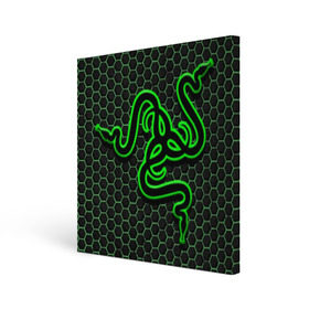 Холст квадратный с принтом RAZER в городе Новоалтайск, 100% ПВХ |  | game | razer | texture | зеленый | игровое лого | игромания | игры | рэйзер | текстуры