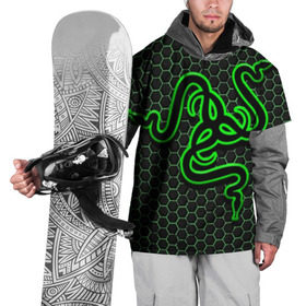 Накидка на куртку 3D с принтом RAZER в городе Новоалтайск, 100% полиэстер |  | game | razer | texture | зеленый | игровое лого | игромания | игры | рэйзер | текстуры